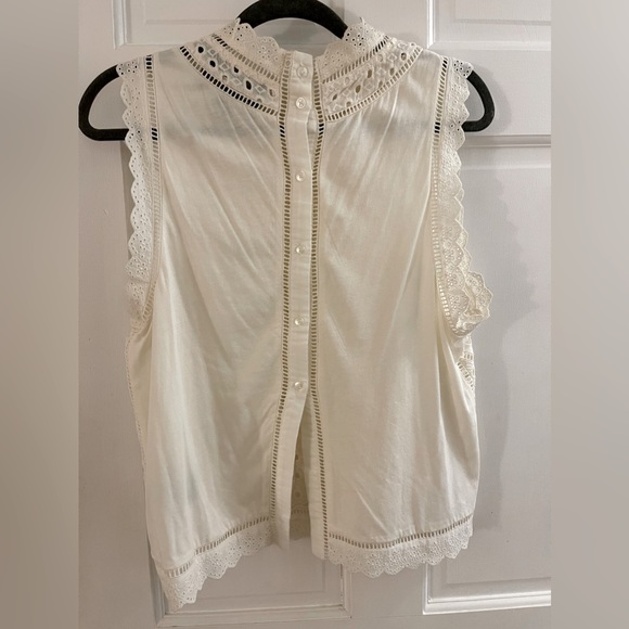 Anthropologie crochet top, high neck and button up back. Size L - Picture 2 of 2